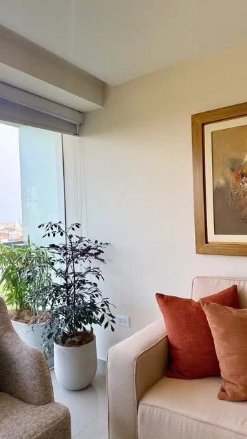 Plantas junto a una ventana en una sala luminosa